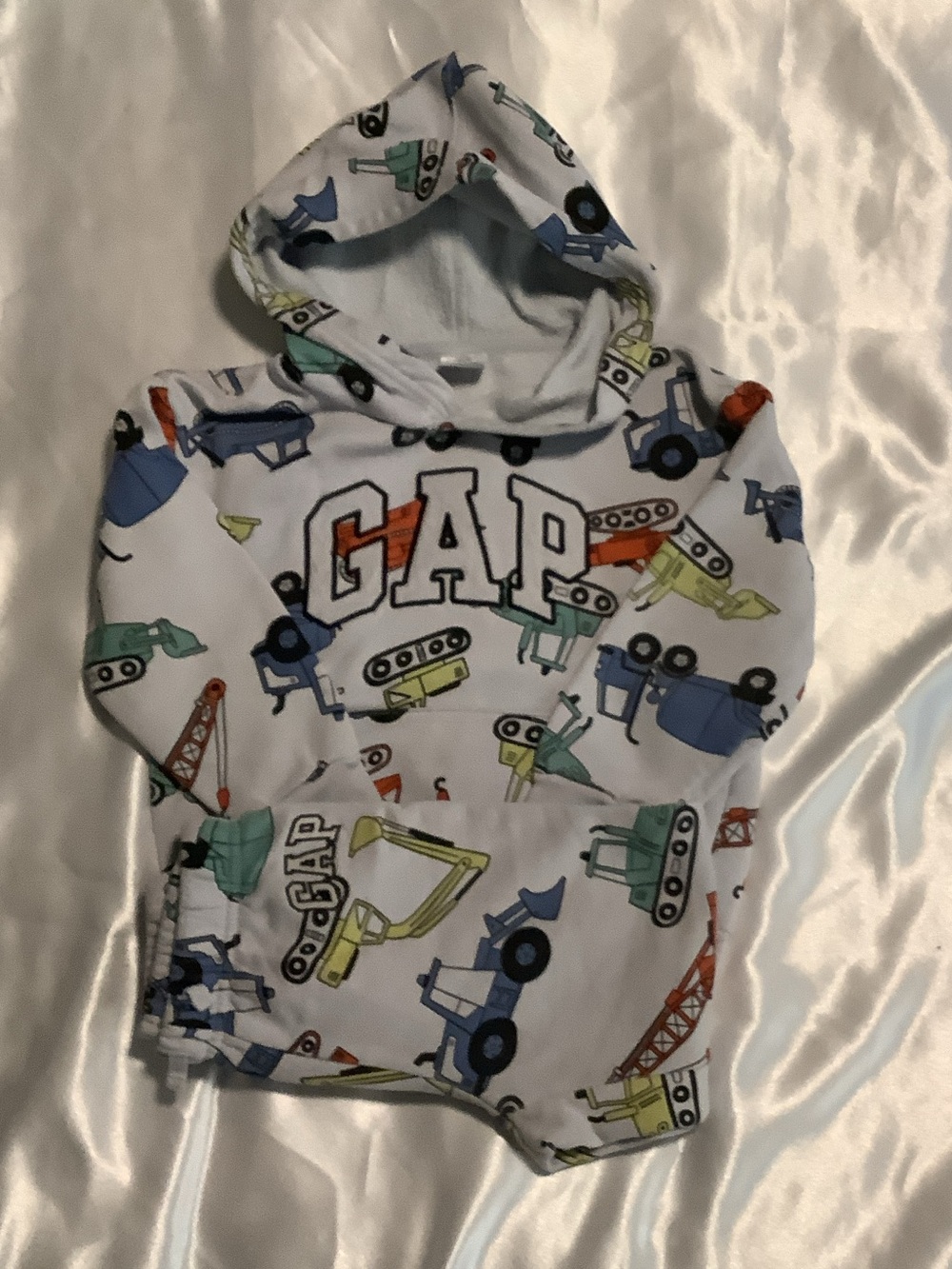 GAP White Hoodie with Colorful Construction Print - Kids